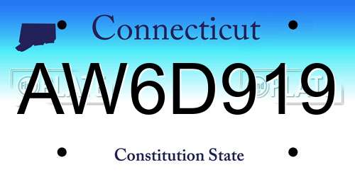 AW6D919 Connecticut License Plate