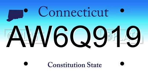 AW6Q919 Connecticut License Plate