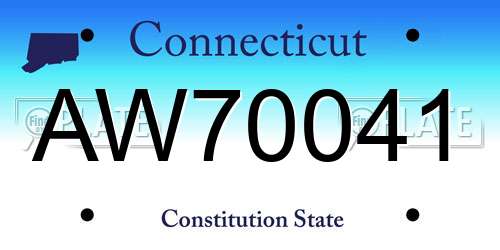 AW70041 Connecticut License Plate