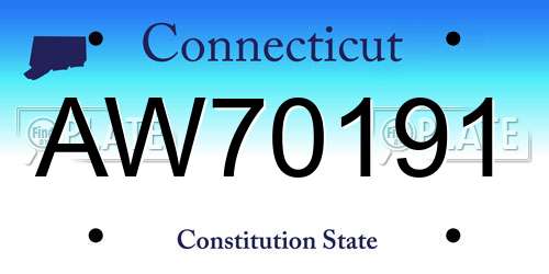 AW70191 Connecticut License Plate