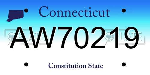 AW70219 Connecticut License Plate