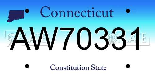 AW70331 Connecticut License Plate