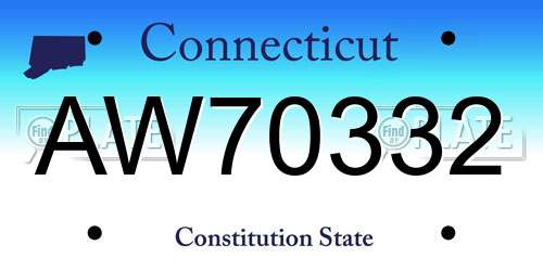 AW70332 Connecticut License Plate