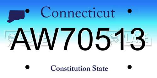 AW70513 Connecticut License Plate