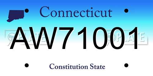 AW71001 Connecticut License Plate