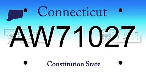 AW71027 Connecticut License Plate