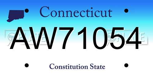 AW71054 Connecticut License Plate