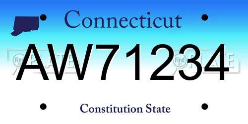 AW71234 Connecticut License Plate