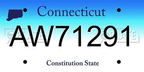 AW71291 Connecticut License Plate