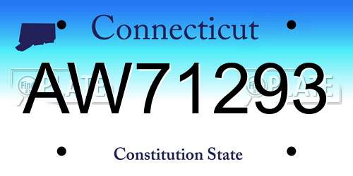 AW71293 Connecticut License Plate