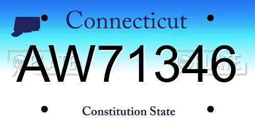 AW71346 Connecticut License Plate