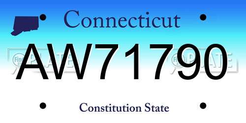 AW71790 Connecticut License Plate