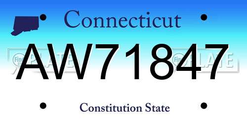 AW71847 Connecticut License Plate