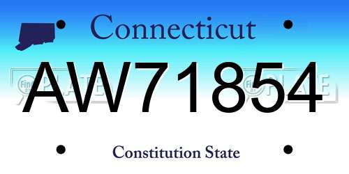 AW71854 Connecticut License Plate