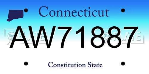 AW71887 Connecticut License Plate