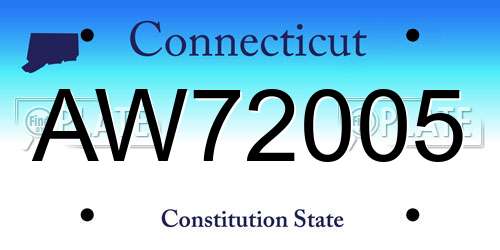AW72005 Connecticut License Plate