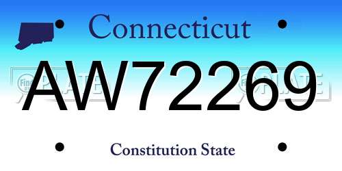 AW72269 Connecticut License Plate