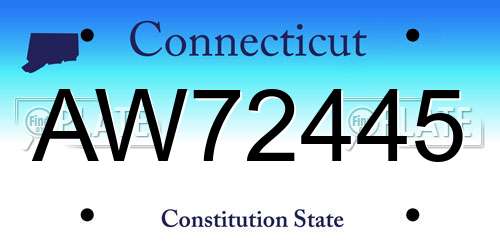 AW72445 Connecticut License Plate