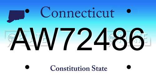 AW72486 Connecticut License Plate