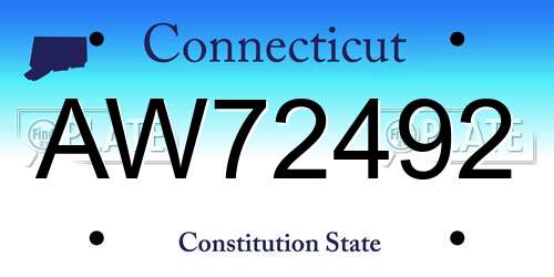 AW72492 Connecticut License Plate