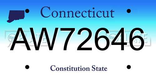 AW72646 Connecticut License Plate