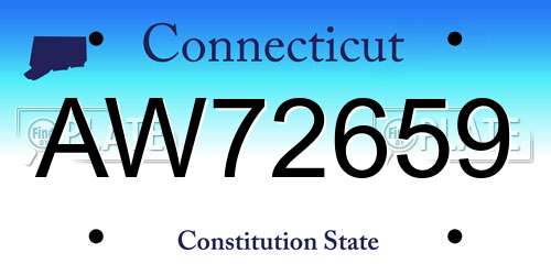 AW72659 Connecticut License Plate