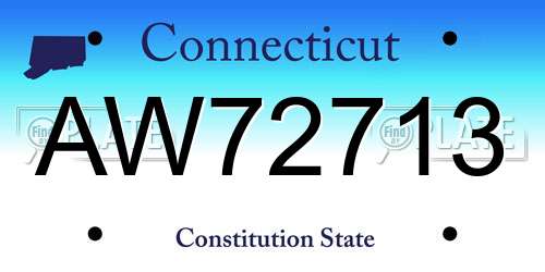 AW72713 Connecticut License Plate