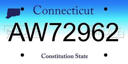AW72962 Connecticut License Plate