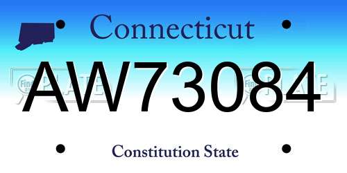 AW73084 Connecticut License Plate