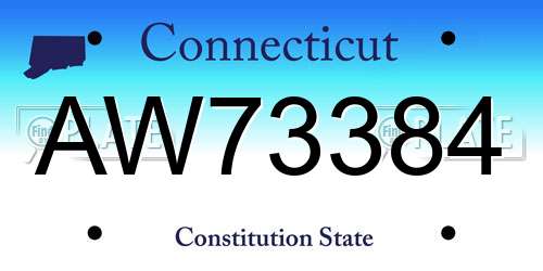 AW73384 Connecticut License Plate
