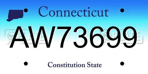AW73699 Connecticut License Plate
