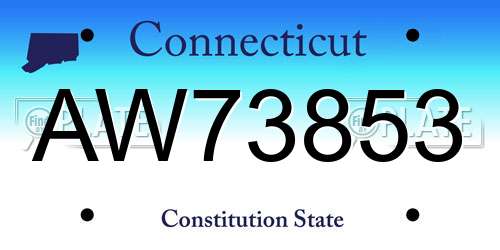 AW73853 Connecticut License Plate