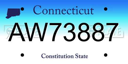 AW73887 Connecticut License Plate