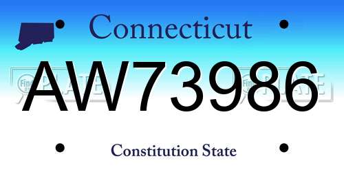 AW73986 Connecticut License Plate