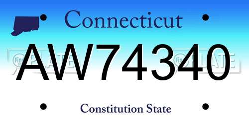 AW74340 Connecticut License Plate