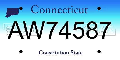 AW74587 Connecticut License Plate