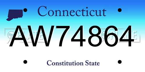 AW74864 Connecticut License Plate
