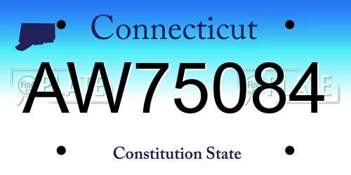 AW75084 Connecticut License Plate