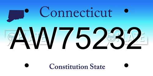 AW75232 Connecticut License Plate