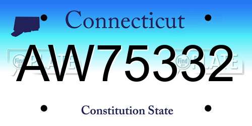 AW75332 Connecticut License Plate