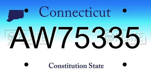 AW75335 Connecticut License Plate