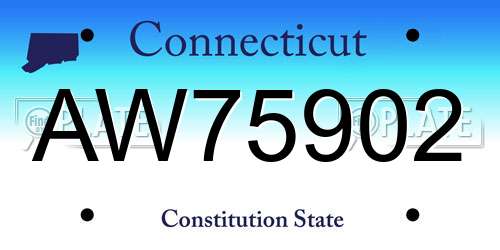 AW75902 Connecticut License Plate