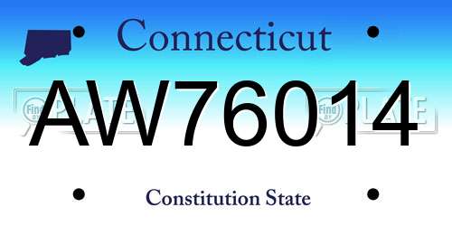 AW76014 Connecticut License Plate