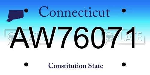 AW76071 Connecticut License Plate