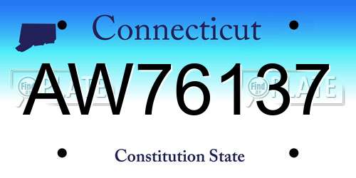AW76137 Connecticut License Plate