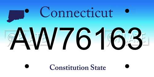 AW76163 Connecticut License Plate