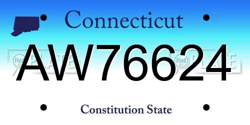 AW76624 Connecticut License Plate