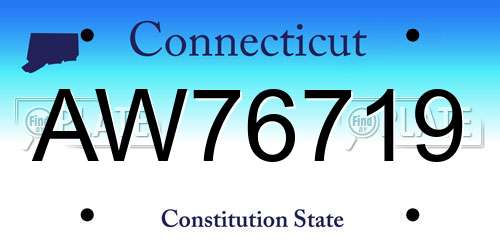 AW76719 Connecticut License Plate