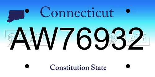 AW76932 Connecticut License Plate
