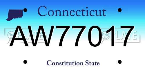 AW77017 Connecticut License Plate